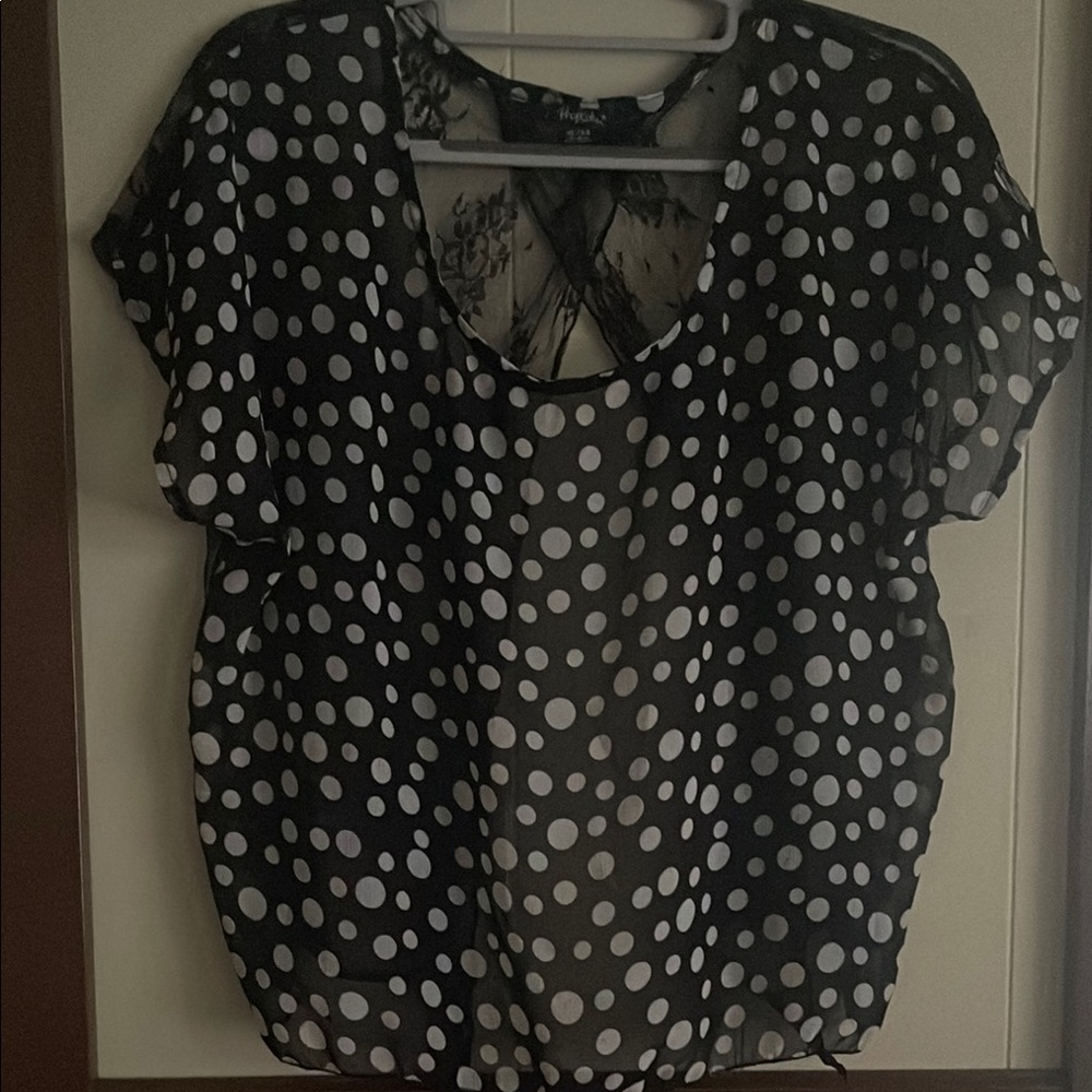 Rhapsody Black and White Polka Dot Blouse